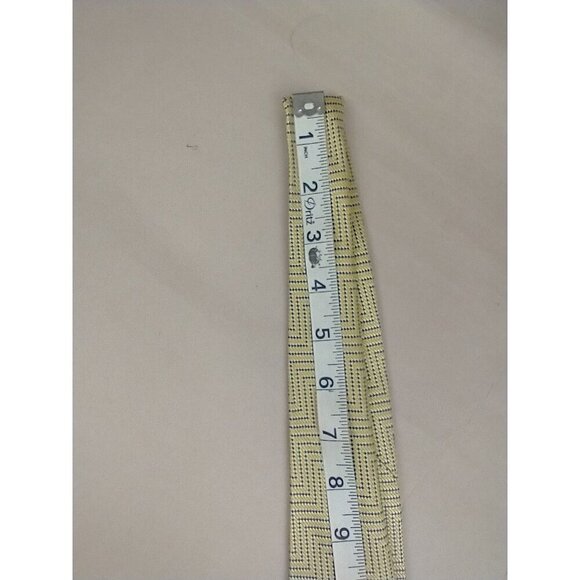 HENRY JACOBSON Blue Yellow Textured Vintage 100% SILK TIE - Picture 8 of 11